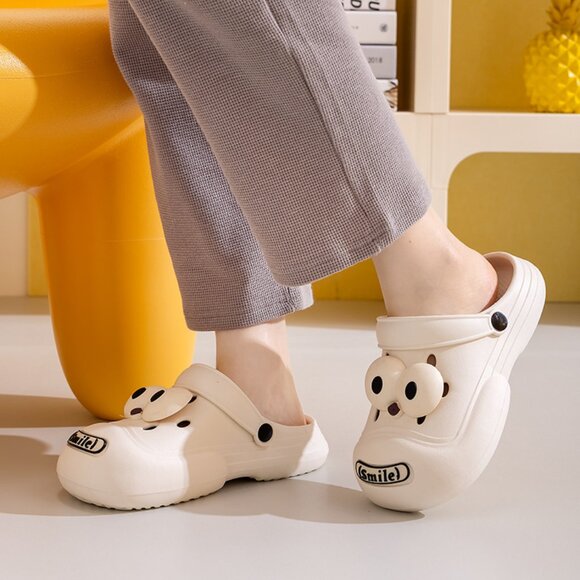 Woman's  stylish clogs with large eyelets: comfortable, height-increasing！！WHITE - Picture 4 of 4